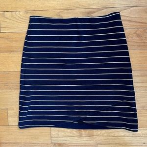 LOFT Navy & White Striped Mini Skirt